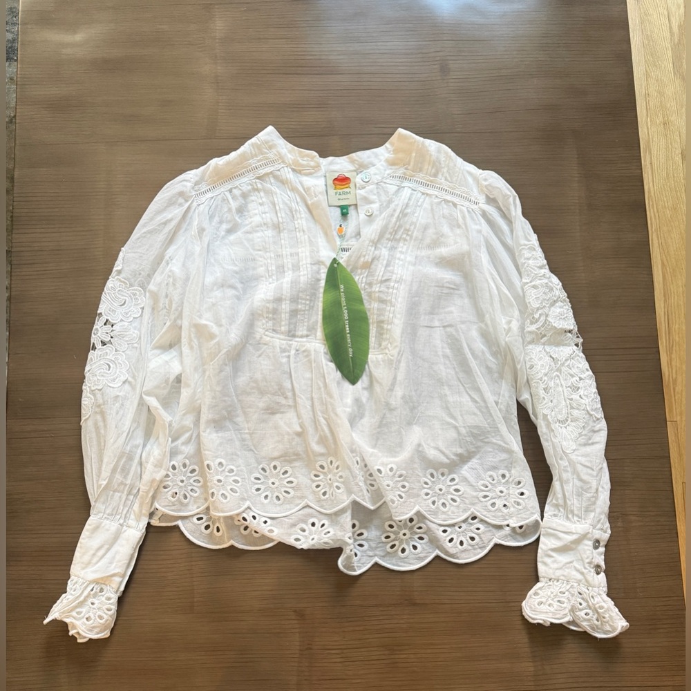 Farm Rio Off White Off White Long Sleeve Blouse